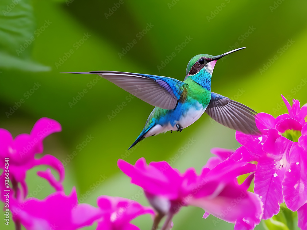 Photo colorful hummingbird in costa rica, central america generative ai Photo colorful hummingbird in costa rica, central america generative ai