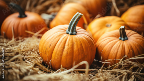 Vintage Pumpkin Patch on Hay