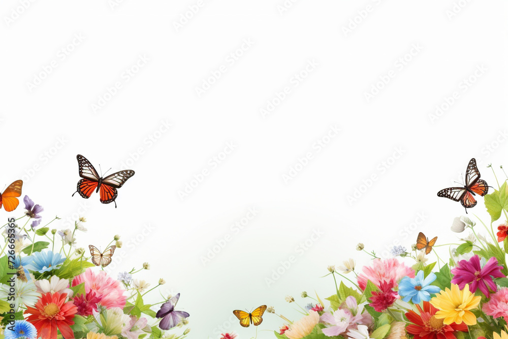 butterflies and flowers,summer concept,Generated By Ai