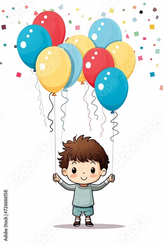 simple cute boy in happy birthday invitation card mockup