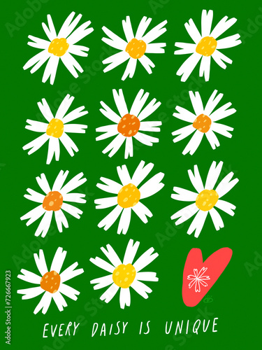 Simple Flowers, Daisy Flowers Set