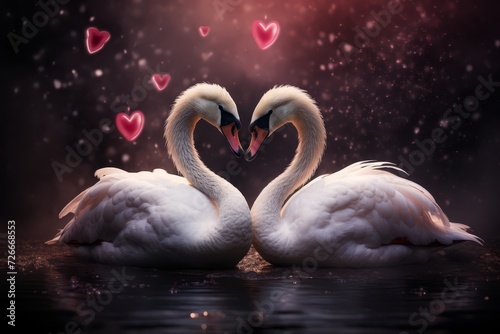 two swans making a heart shape