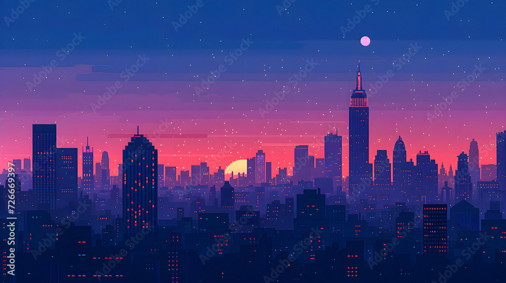 Sunset City Vector Illustration