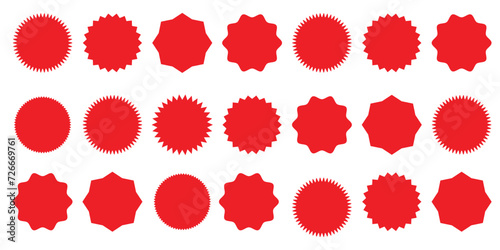Set sunburst badges. Set of vector starburst, sunburst badges. Simple flat style vintage labels, stickers. Collection star label. Different starburst 3 2 1