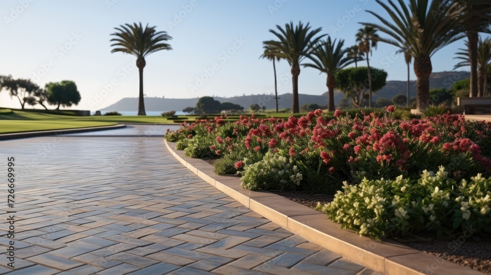 Fototapeta premium Wide shot of a yard with nice landscaping UHD wallpaper