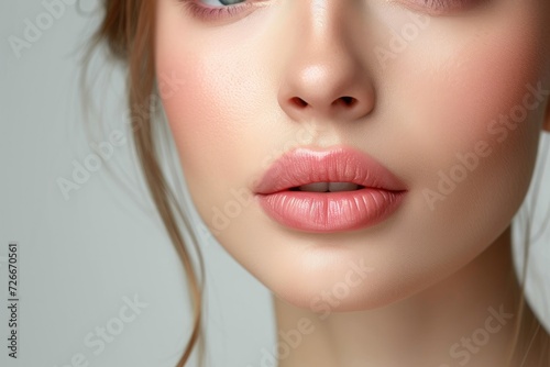 injections of lip filler to achieve bigger lips. Generative Ai. photo