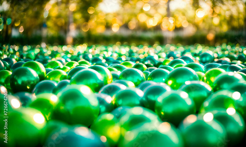 airy multi-colored holiday balloons. Selective focus.