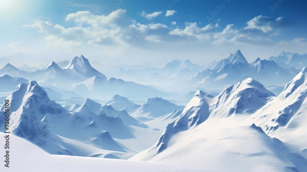 Mountain peak illustration, mountain aerial photography PPT background illustration