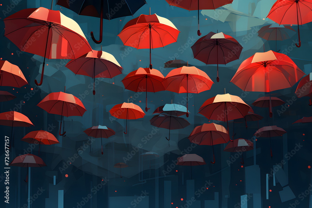 red umbrellas