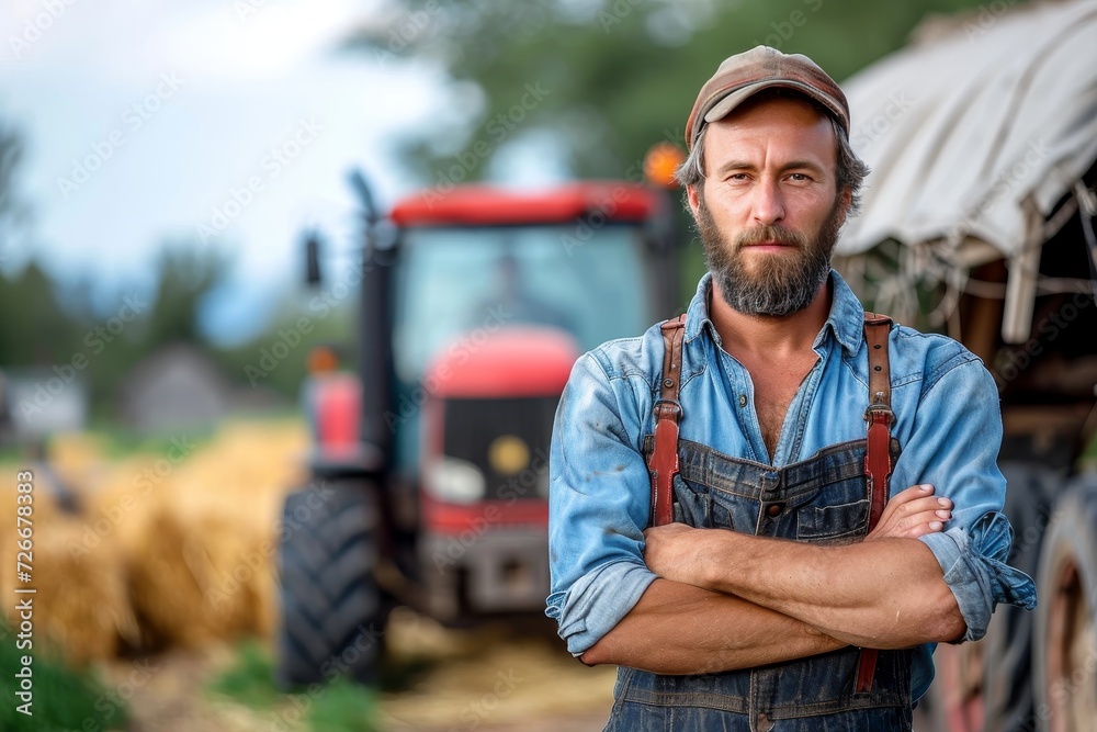 A Rugged Farmer Gazes Proudly At His Trusty Tractor The Backbone Of a-rugged-farmer-gazes-proudly-at-his-trusty-tractor-the-backbone-of