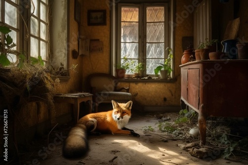 A room with a fox. Generative AI © Eudoxia