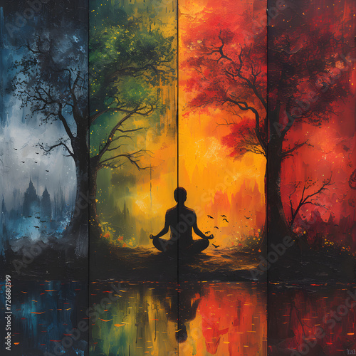 A deep dive into the world of meditation: techniques, benefits and practices, AI-powered illustrations