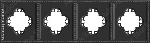 Gothic balustrade stylized drawing. Stone decorated wall illustration. Medieval ornamented railing; vector