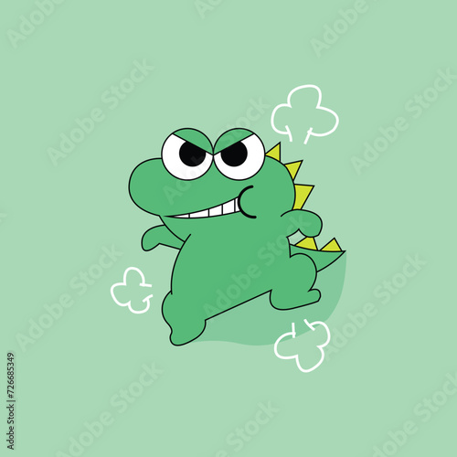 Angry dinosaurus sitting cartoon vector illustration
