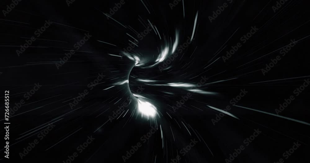 Cinematic Wormhole Background. Abstract Dark Spacejump Background. Seamless Loop Video.