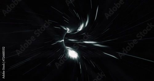 Cinematic Wormhole Background. Abstract Dark Spacejump Background. Seamless Loop Video.