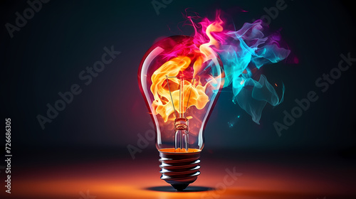 Creative human brain concept, creative light bulb background