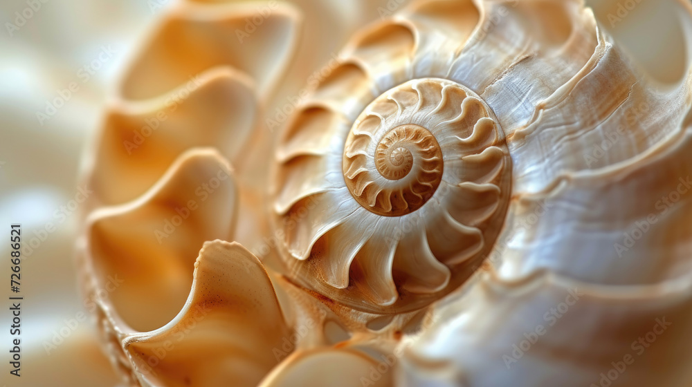 Inside of Nautilus Shell Showing Spiral.