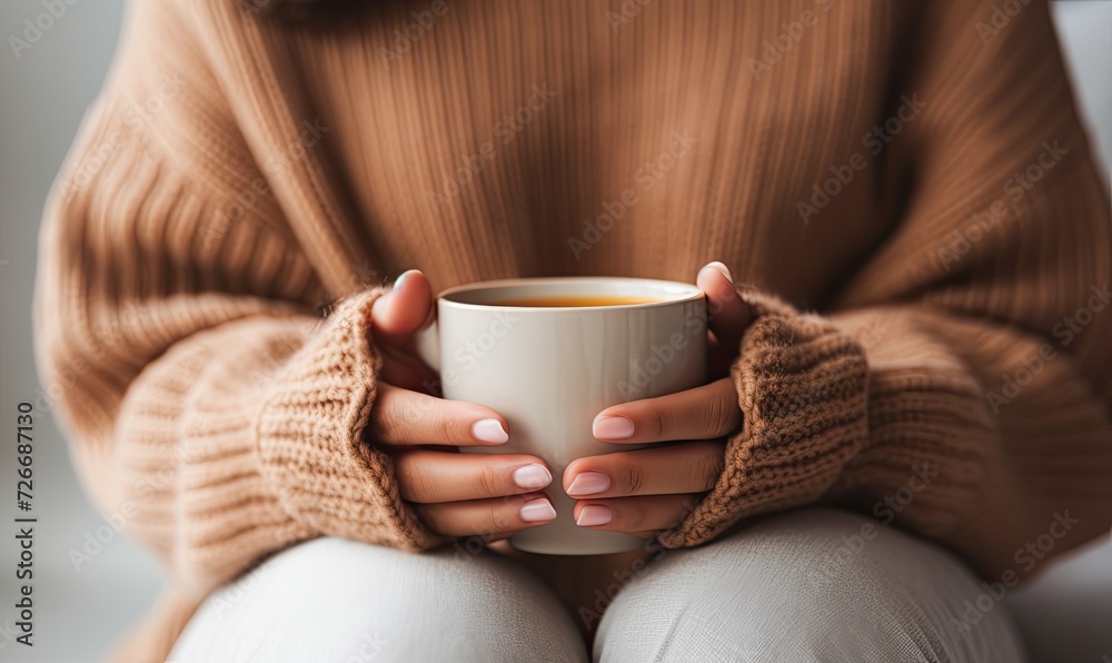 Woman Holding a Cup of Coffee