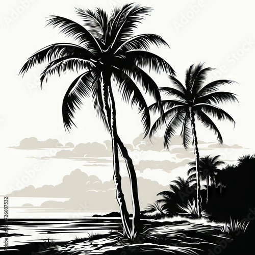 Silhouetted Palm Trees Against Tropical Sunset Sky

