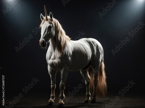 Mystical Unicorn Against Black Background