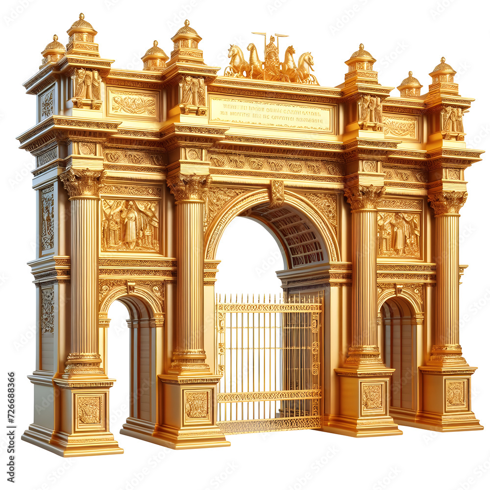 Obraz premium golden gate 3d fort gate isolated on transparent background