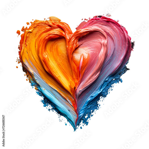 Heart of the paint with rainbow colors on white or transparent background.