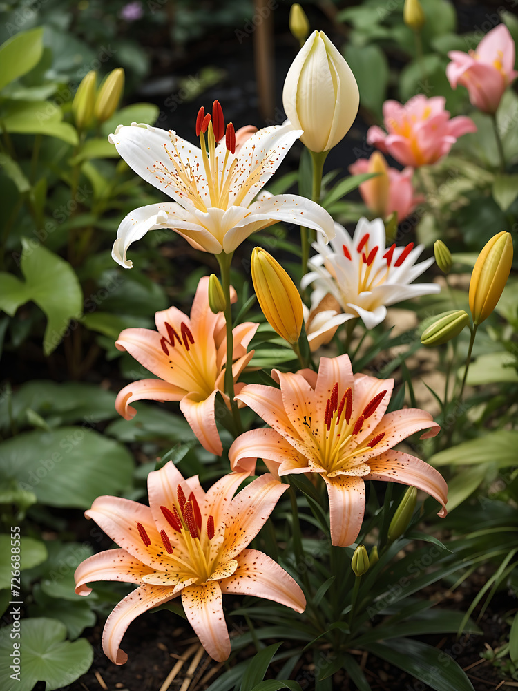 lily flower in garden Generative Ai