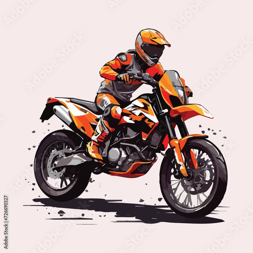 Fototapeta Naklejka Na Ścianę i Meble -  Hand drawing racing bike motorcycle illustration watercolor offroad isolated white background
