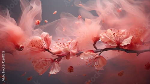 Picture showing the beauty of flowers mixed with smoke