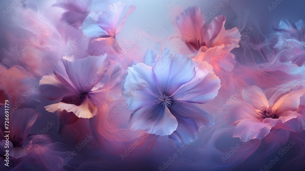 Picture showing the beauty of flowers mixed with smoke Picture showing the beauty of flowers mixed with smoke