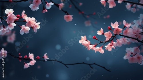 Branches of blossoming cherry in the moonlight