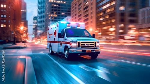 Emergency Response: Speeding Ambulance on City Streets photo