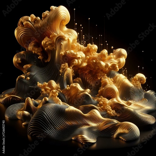 abstract moving gold liquid