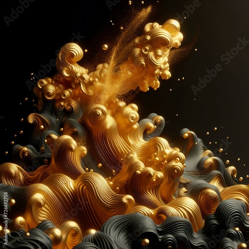 abstract moving gold liquid