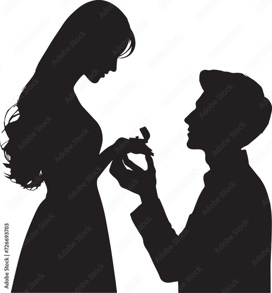 Marriage Proposal Stock Silhouette Vector Photo
