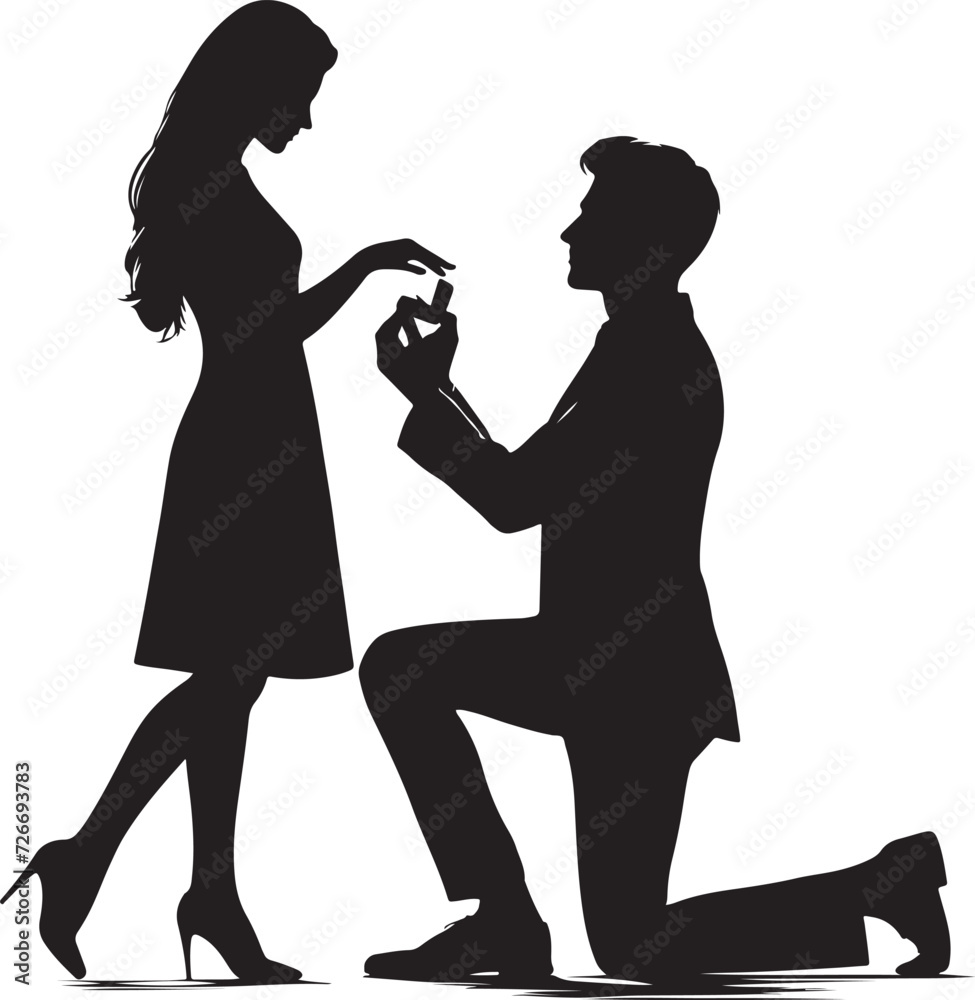 Marriage Proposal Stock Silhouette Vector Photo