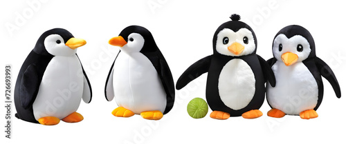 A collection of cute penguin dolls. isolated on transparent background 