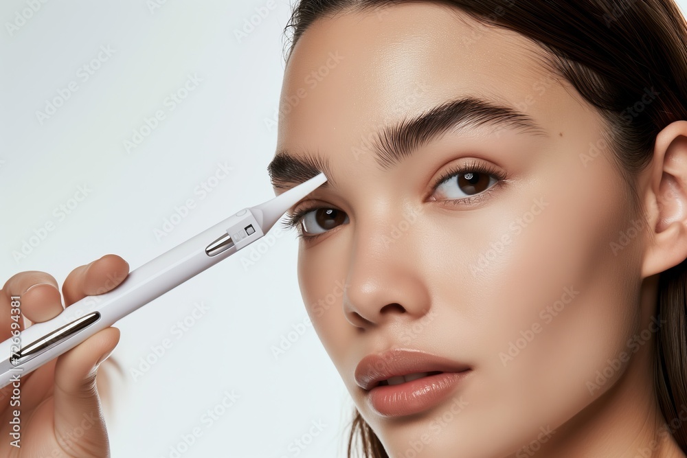 Model Perfecting Brows with Sleek Sculpting Device Model Perfecting Brows with Sleek Sculpting Device