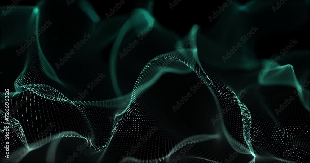 Abstract Blue Lines Particles Waving Background	