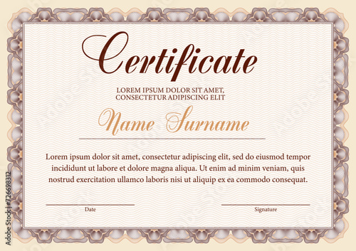 Vector guilloche certificate