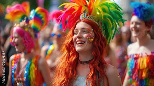 World Red Head Day parade featuring red-haired individuals in colorful attire