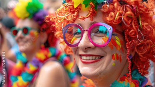 World Red Head Day parade featuring red-haired individuals in colorful attire