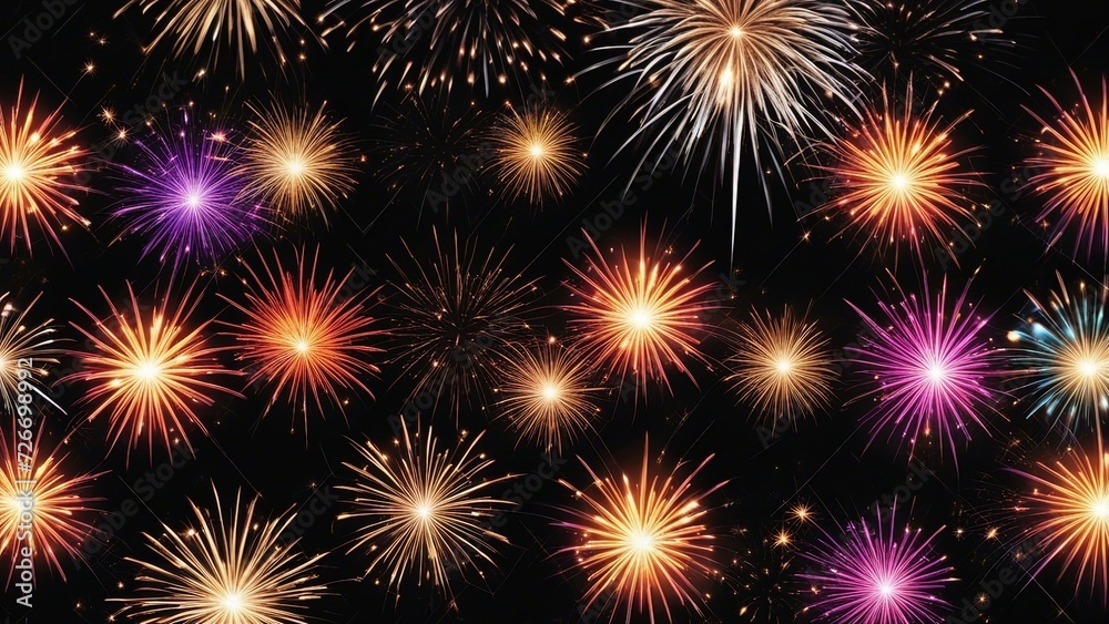 fireworks in the night sky An abstract vector illustration of fireworks on a black background. The fireworks are bright fireworks in the night sky An abstract vector illustration of fireworks on a black background. The fireworks are bright