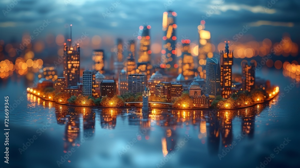 Fototapeta premium Cityscape Illuminated With Dazzling Lights