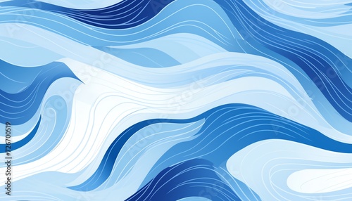 Abstract blue and white wavy pattern background.