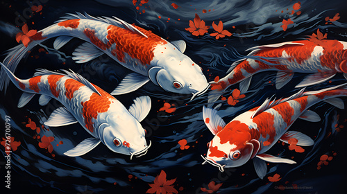 Artistic Style Koi Fish Painting Drawing Illustration Artwork