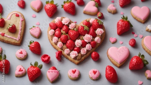 Chocolate cookies and strawberries