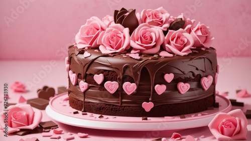 Chocolate cake with roses