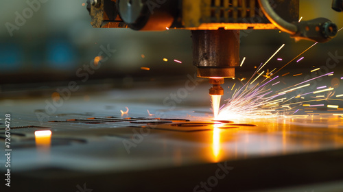 A CNC plasma cutter creates a fiery spectacle, its brilliant spark shower sculpting metal with unrivaled precision and the artistry of industrial fabrication.